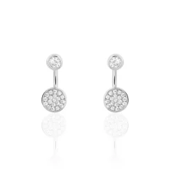 Bijoux D'oreilles Perline Argent Blanc Oxyde De Zirconium
