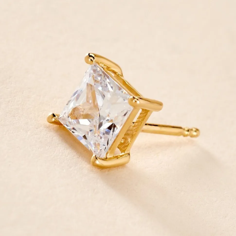 Boucle D'oreille Puce Unitaire Sofiane Plaqué Or Jaune Oxyde Zirconium