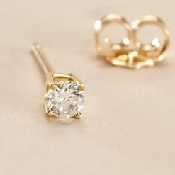 Boucle D'oreille Puce Unitaire Victoria Or Jaune Diamant