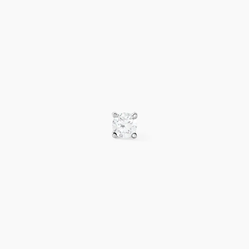 Boucle D'oreille Puce Unitaire Victoria Or Blanc Diamant