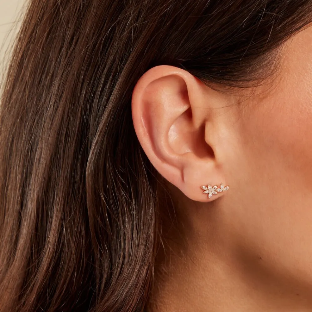 Marc Orian Bijoux Zirconium|Boucles D'Oreilles Fleur > Boucle D'oreille Unitaire Kristjana Or Jaune Oxyde De Zirconium