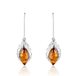 Boucles D'oreilles Argent Blanc Enya Ambre