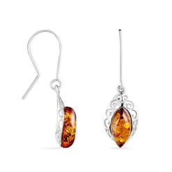 Boucles D'oreilles Argent Blanc Enya Ambre