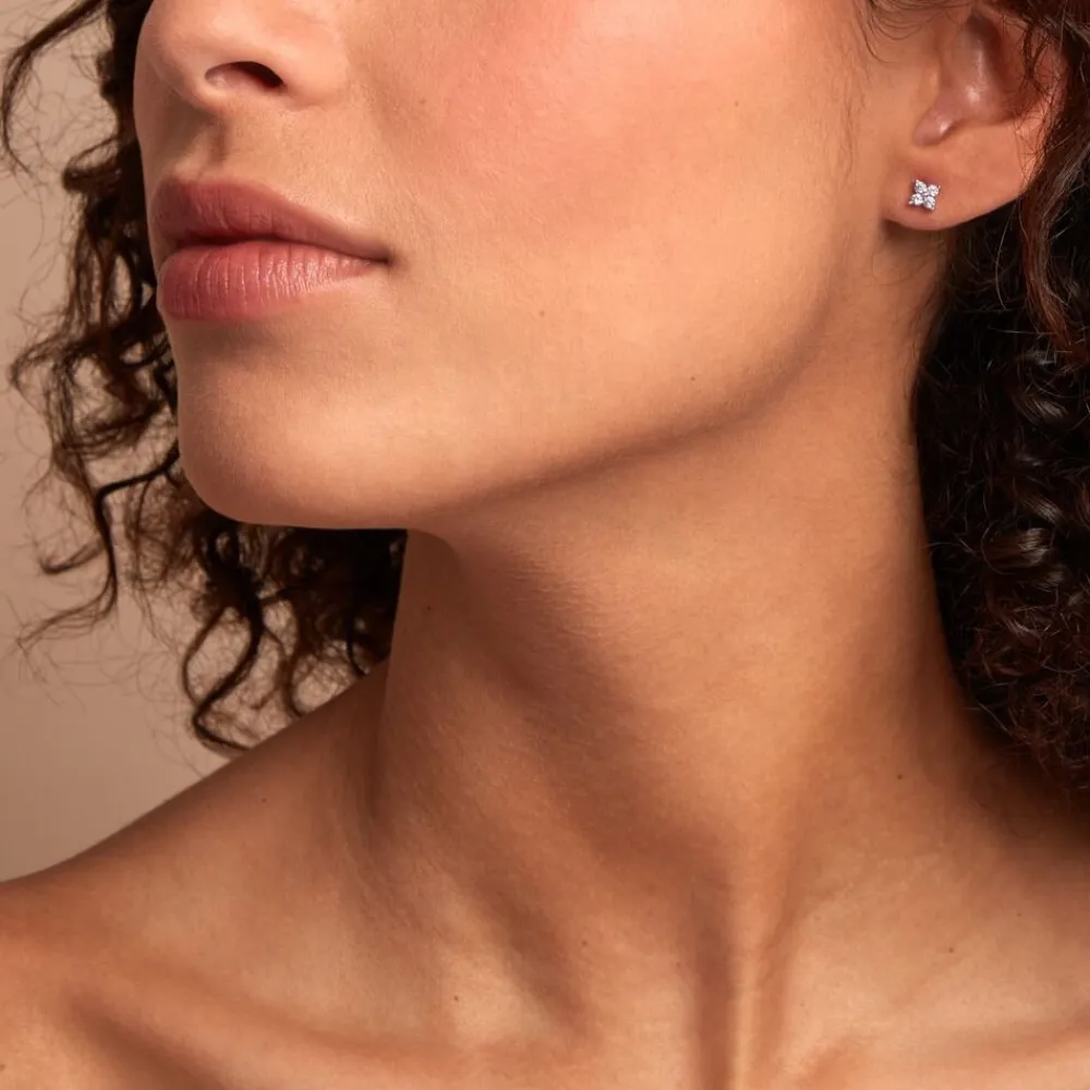 Marc Orian Boucles D'Oreilles Fleur|Boucles D'Oreilles Argent > Boucles D'oreilles Dépareillées June Argent Blanc Oxyde De Zirconium