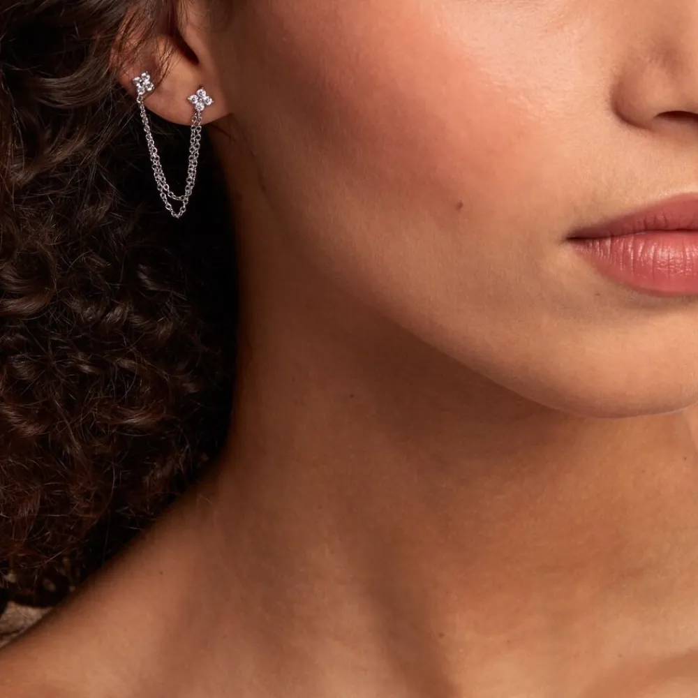 Marc Orian Boucles D'Oreilles Fleur|Boucles D'Oreilles Argent > Boucles D'oreilles Dépareillées June Argent Blanc Oxyde De Zirconium