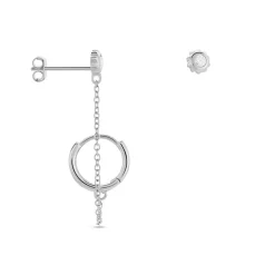 Boucles D'oreilles Dépareillées Macha Argent Blanc Oxyde De Zirconium
