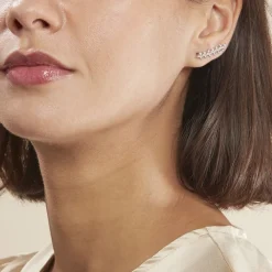Marc Orian Piercings D'Oreilles|Boucles D'Oreilles Argent > Boucles D'oreilles Grimpantes Folia Argent Blanc