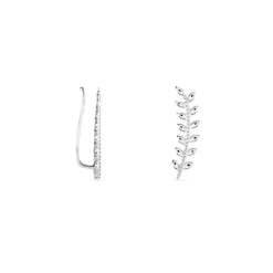 Marc Orian Piercings D'Oreilles|Boucles D'Oreilles Argent > Boucles D'oreilles Grimpantes Folia Argent Blanc