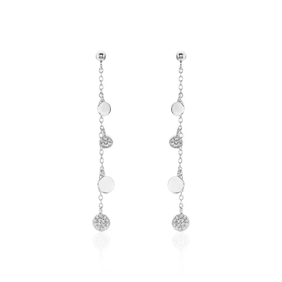 Boucles D'oreilles Pendantes Lorainne Argent Blanc Oxyde De Zirconium