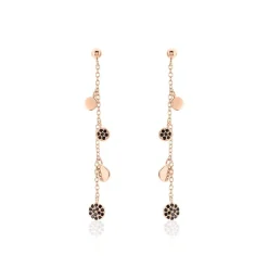 Boucles D'oreilles Pendantes Lorainne Argent Bicolore Oxyde