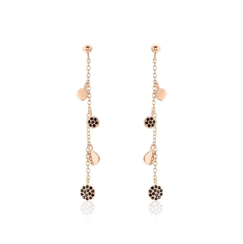 Boucles D'oreilles Pendantes Lorainne Argent Bicolore Oxyde