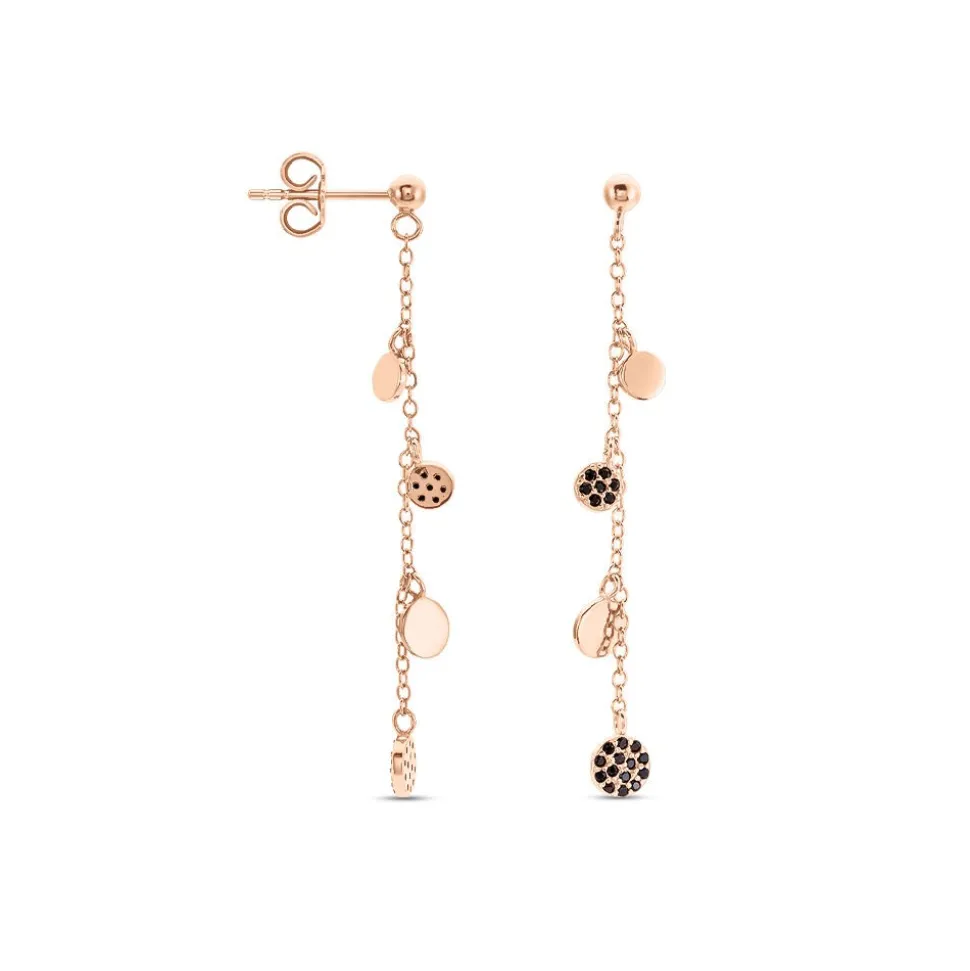 Boucles D'oreilles Pendantes Lorainne Argent Bicolore Oxyde