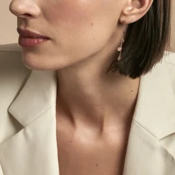 Boucles D'oreilles Pendantes Lorainne Argent Bicolore Oxyde