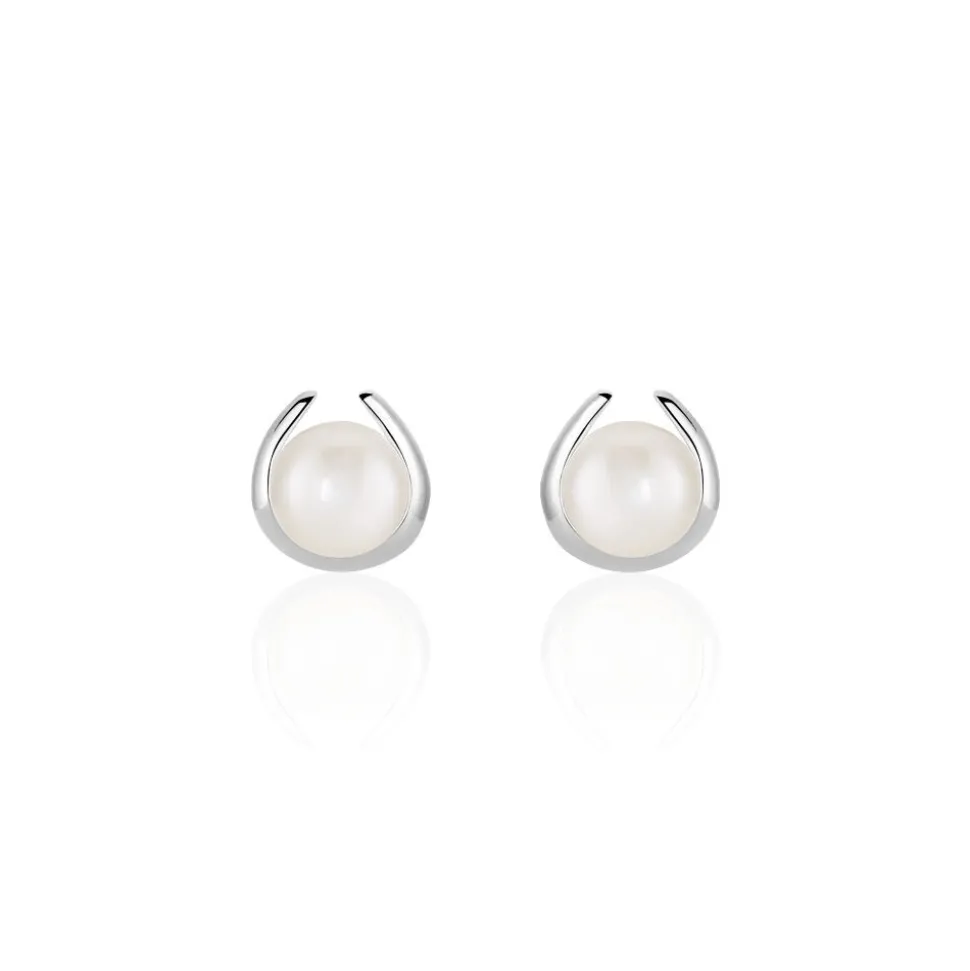 Boucles D'oreilles Pendantes Saori Argent Blanc Perle De Culture