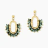 Boucles D'oreilles Pendantes Athena Acier Jaune Verre Turquoise