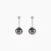 Boucles D'oreilles Pendantes Semi-ronde Or Blanc Perle De Tahiti