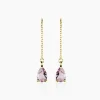Boucles D'oreilles Pendantes Asteriane Or Jaune Améthyste