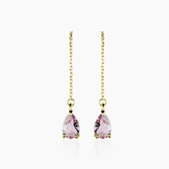 Boucles D'oreilles Pendantes Asteriane Or Jaune Améthyste