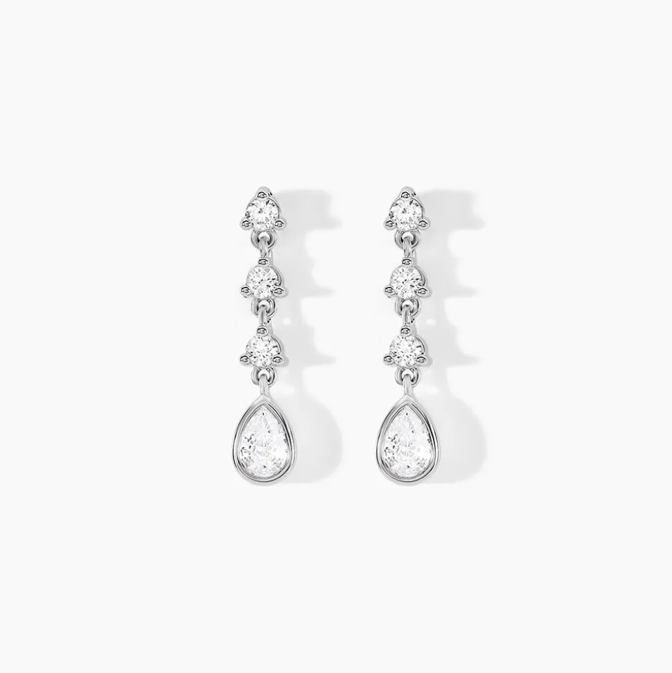 Boucles D'oreilles Pendantes Hida Argent Blanc Oxyde De Zirconium