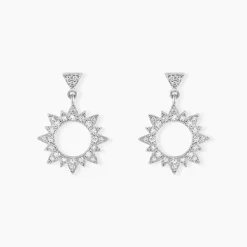 Boucles D'oreilles Pendantes Teana Argent Blanc Oxyde De Zirconium