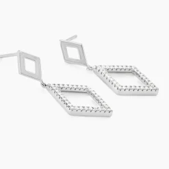 Boucles D'oreilles Pendantes Sounia Argent Blanc Oxyde De Zirconium