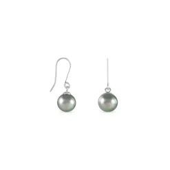 Boucles D'oreilles Pendantes Elitivae Or Blanc Perle De Tahiti