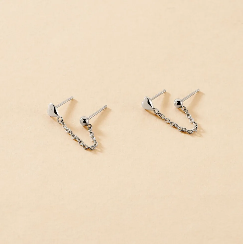 Boucles D'oreilles Pendantes Honor Argent Blanc