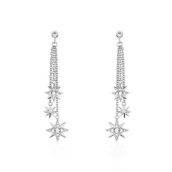 Boucles D'oreilles Pendantes Sathya Argent Blanc Oxyde De Zirconium