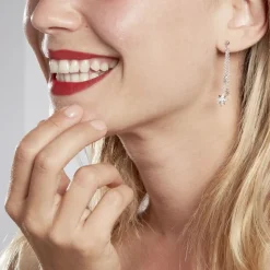 Boucles D'oreilles Pendantes Sathya Argent Blanc Oxyde De Zirconium