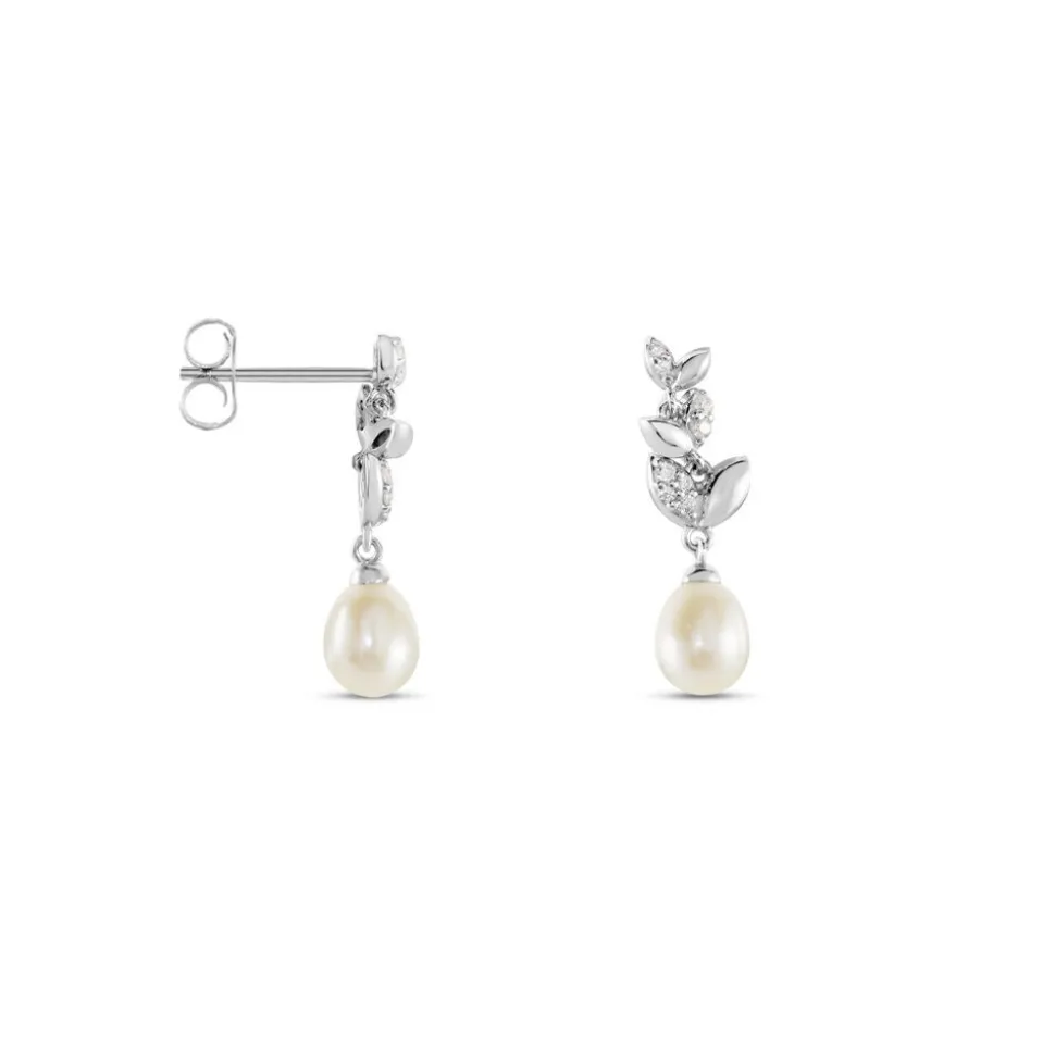 Boucles D'oreilles Pendantes Giambattista Argent Blanc Perle Et Oxyde