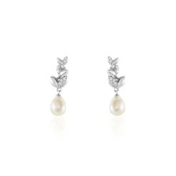 Boucles D'oreilles Pendantes Giambattista Argent Blanc Perle Et Oxyde