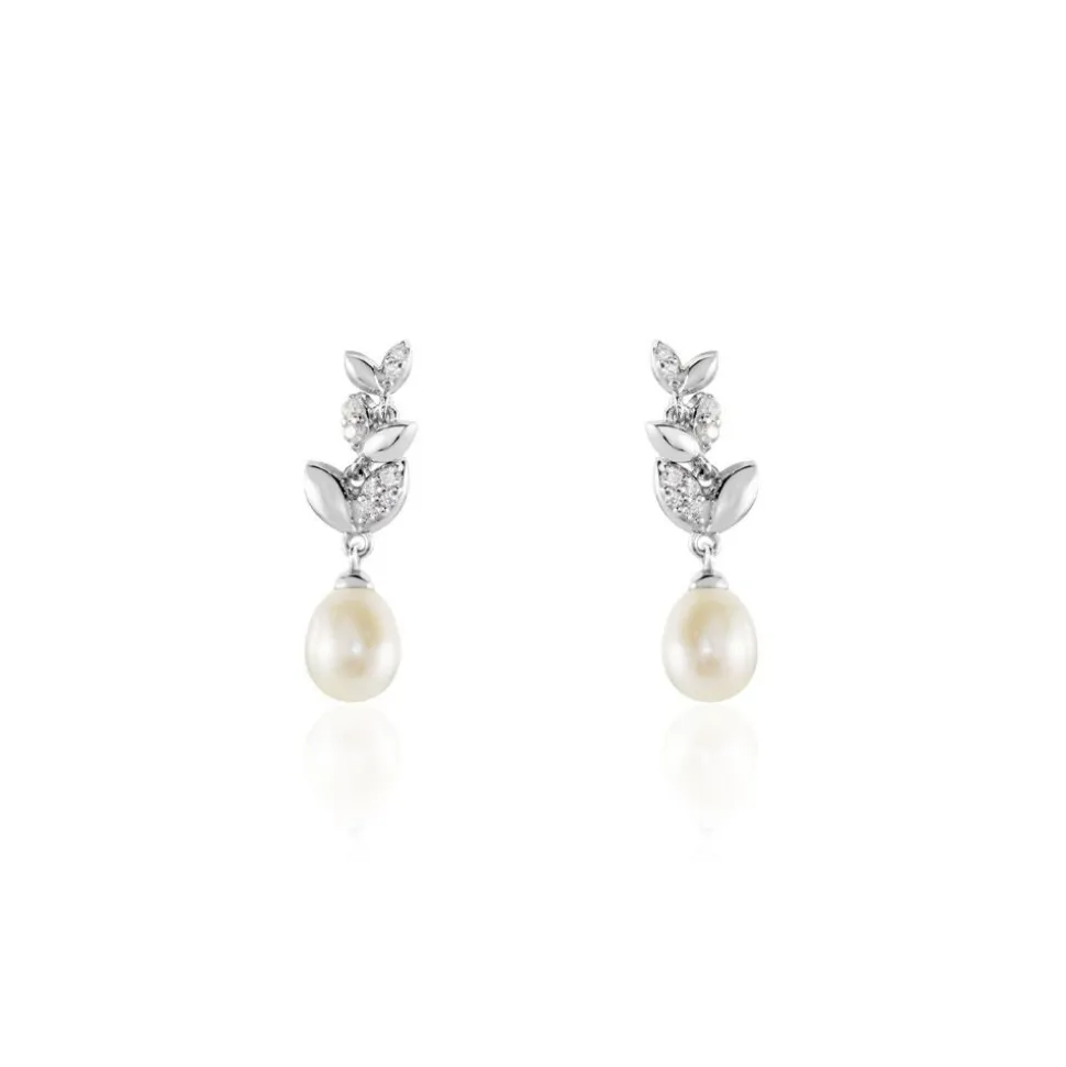 Boucles D'oreilles Pendantes Giambattista Argent Blanc Perle Et Oxyde