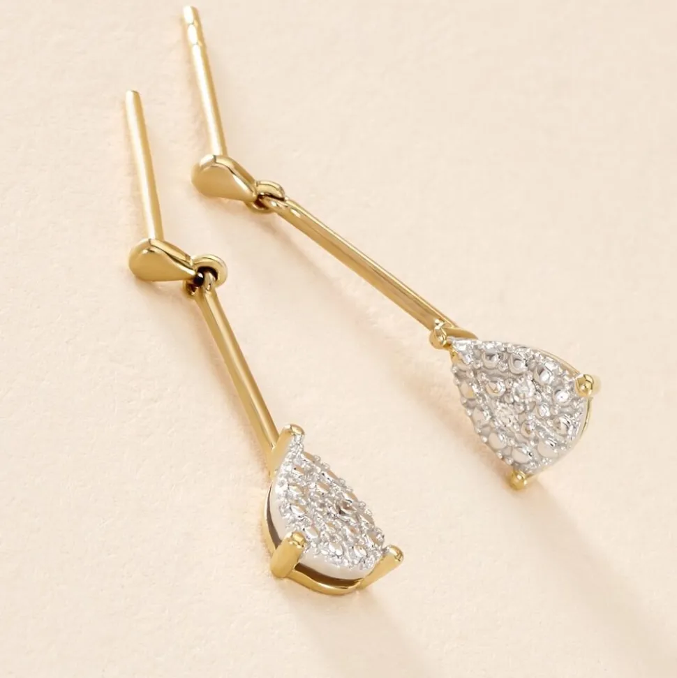 Boucles D'oreilles Pendantes Pear C Or Jaune Diamant