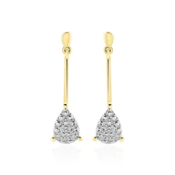Boucles D'oreilles Pendantes Pear C Or Jaune Diamant