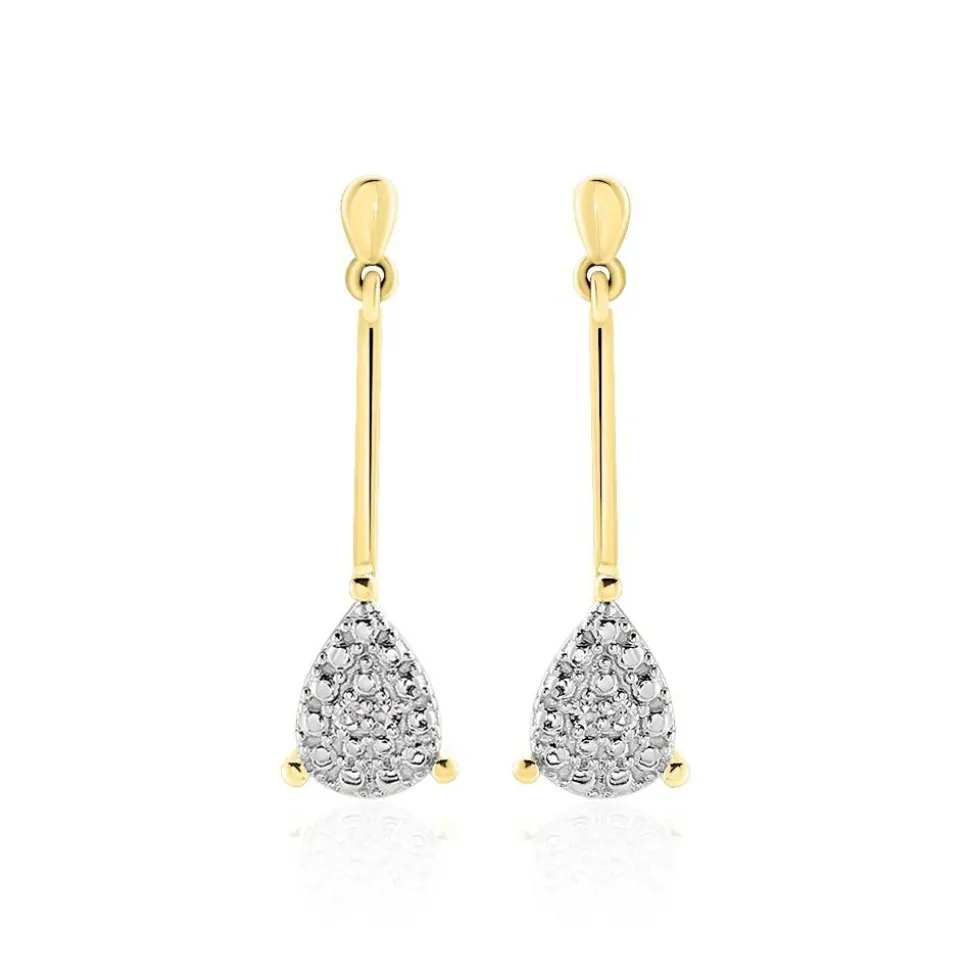 Boucles D'oreilles Pendantes Pear C Or Jaune Diamant