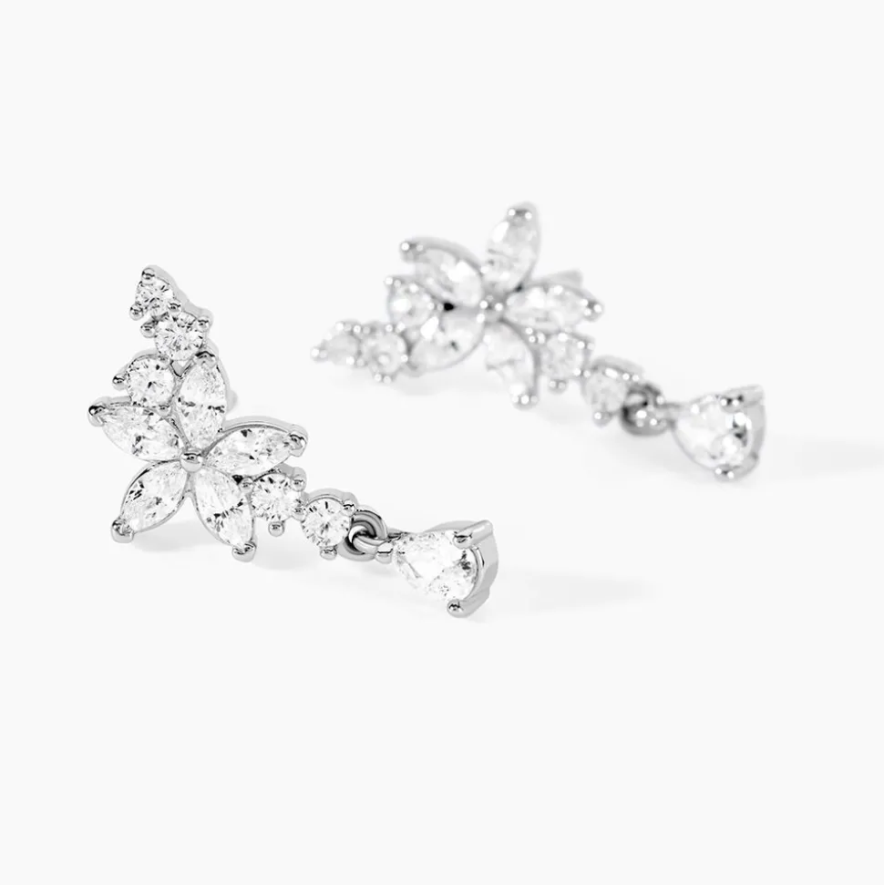 Boucles D'oreilles Pendantes Bertha Argent Blanc Oxyde De Zirconium