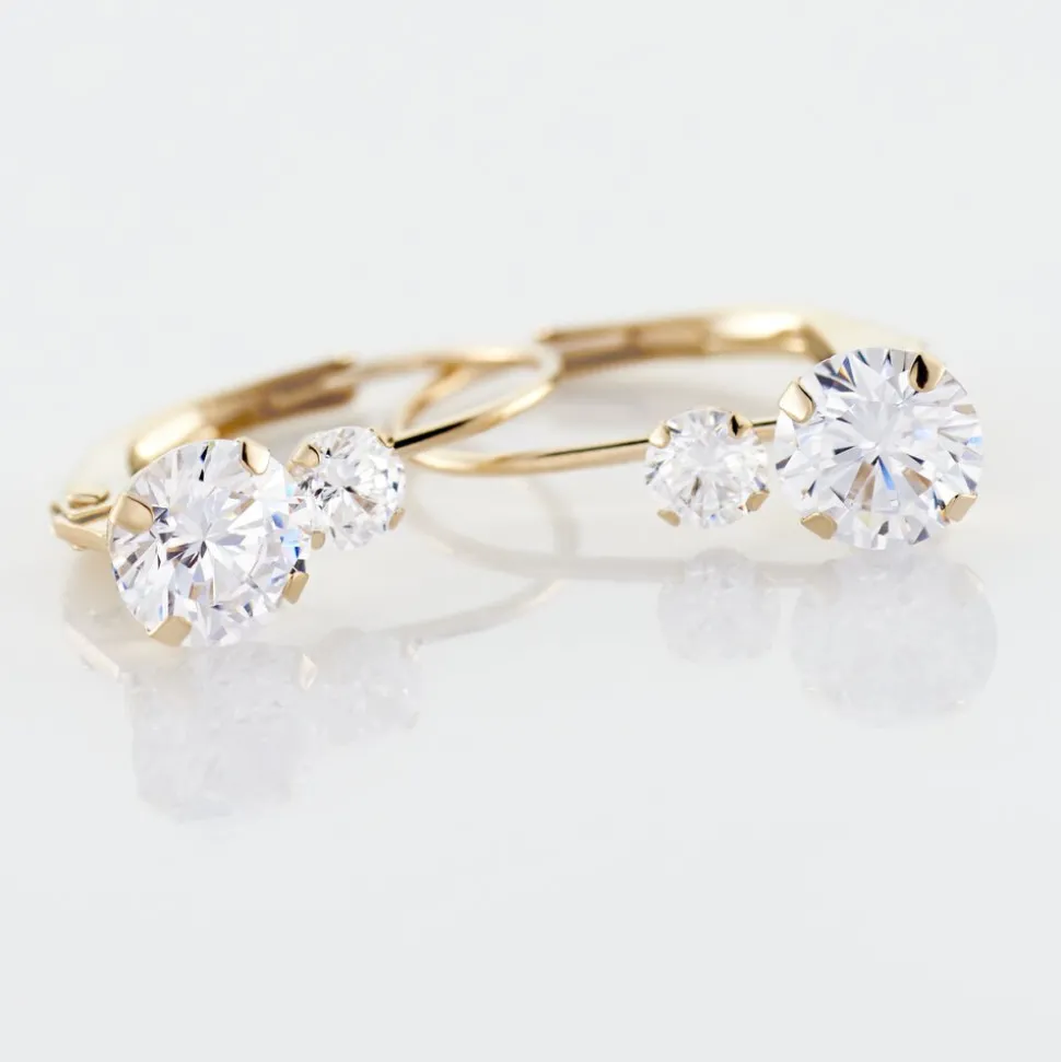 Boucles D'oreilles Pendantes Gulbeyaz Or Jaune Oxyde De Zirconium