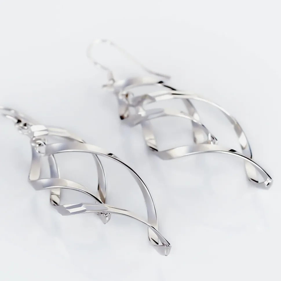 Boucles D'oreilles Pendantes Lisi Argent Blanc