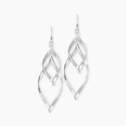 Boucles D'oreilles Pendantes Lisi Argent Blanc