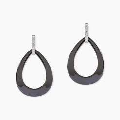 Boucles D'oreilles Pendantes Nelly Argent Blanc Céramique Et Oxyde