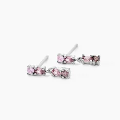 Boucles D'Oreilles Pendantes Dion Argent Blanc Oxyde De Zirconium