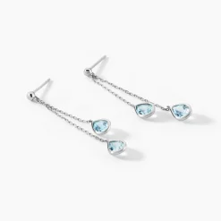 Marc Orian Pendantes|Cadeaux Mariage > Boucles D'oreilles Pendantes Carlyn Or Blanc Topaze or blanc topaze bleu sky