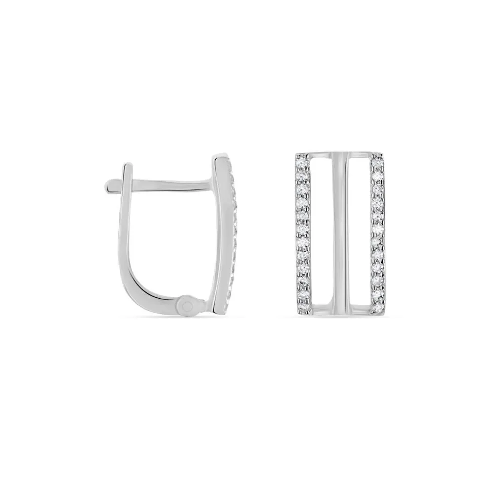 Boucles D'oreilles Pendantes Argent Blanc Oxyde De Zirconium