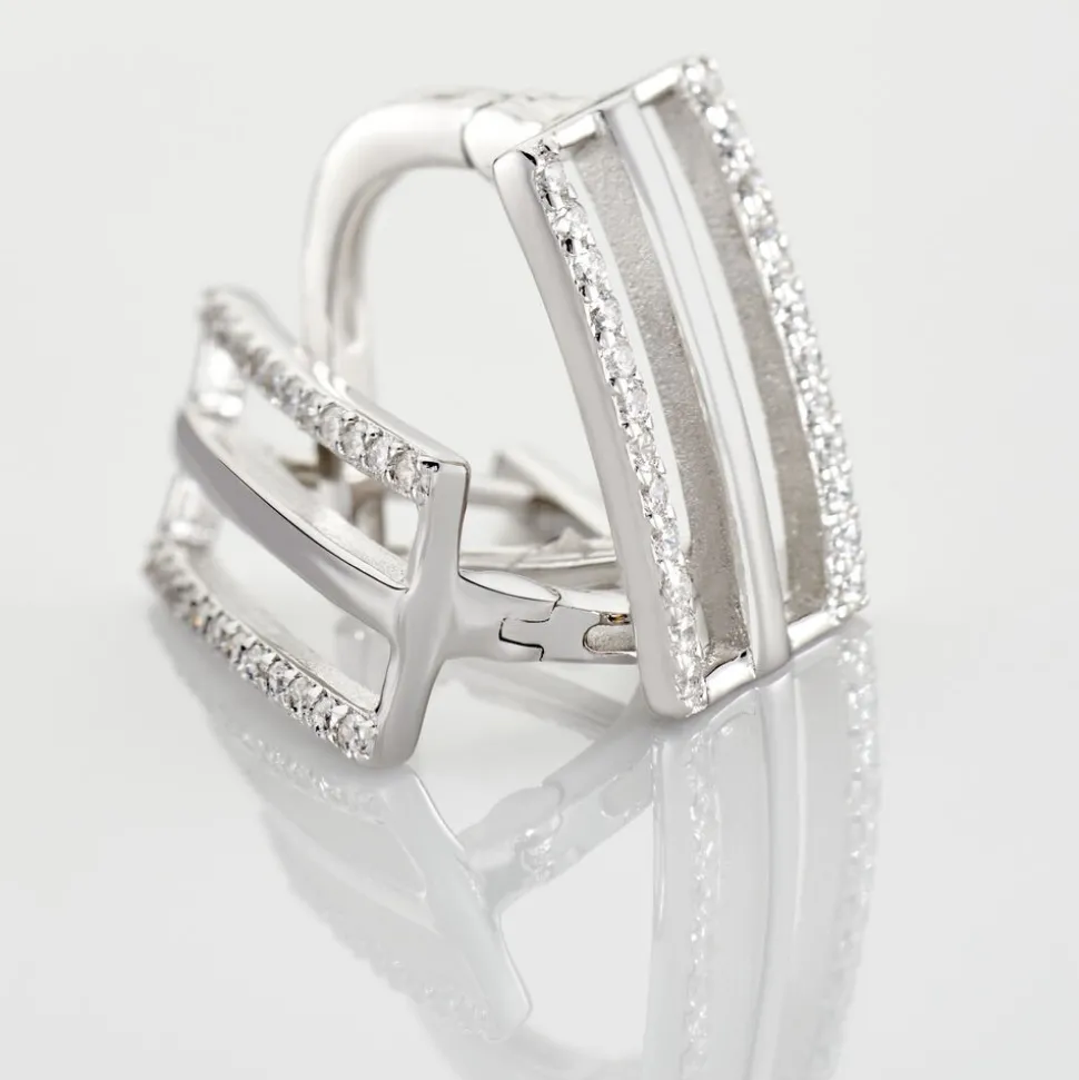 Boucles D'oreilles Pendantes Argent Blanc Oxyde De Zirconium