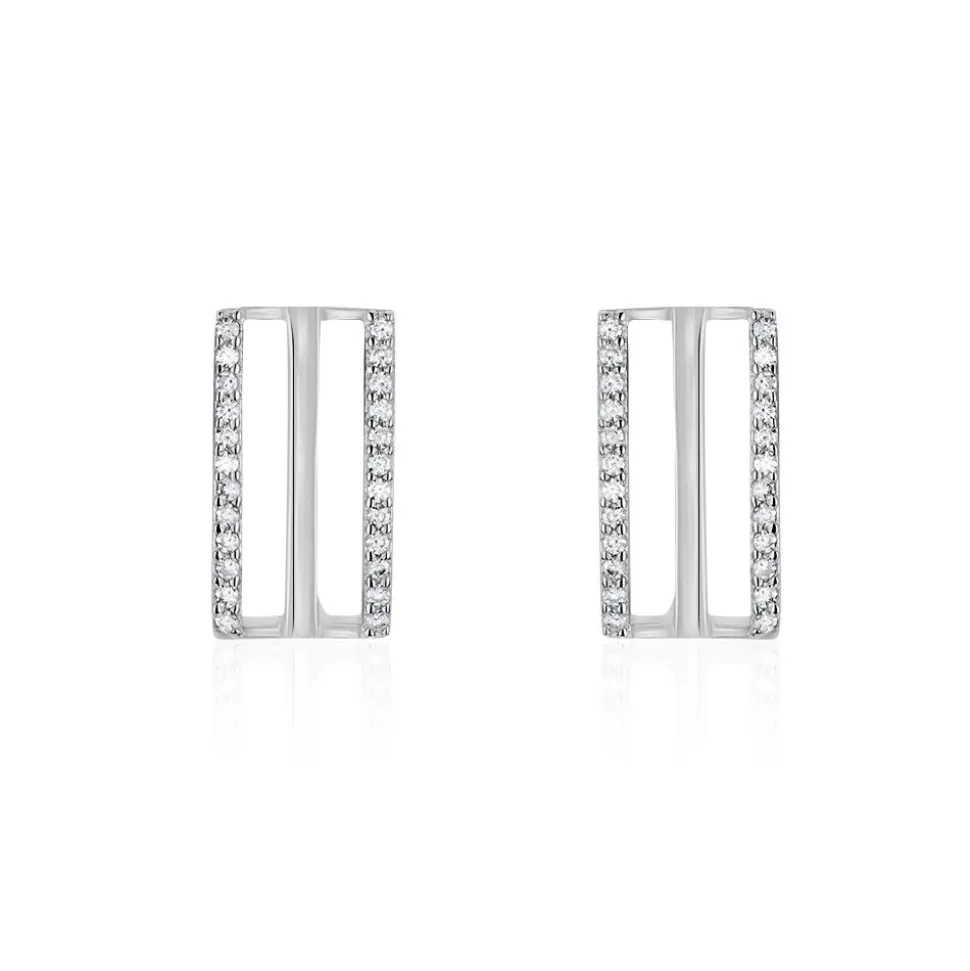 Boucles D'oreilles Pendantes Argent Blanc Oxyde De Zirconium