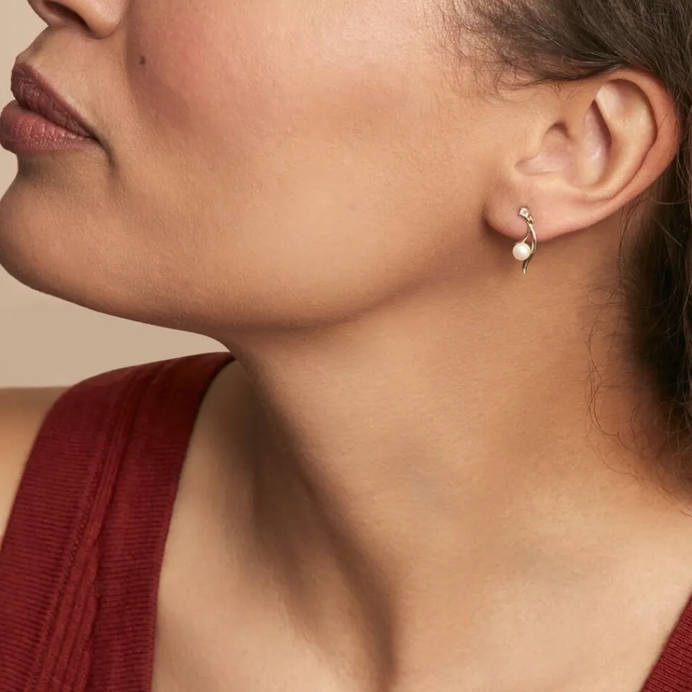 Marc Orian Pendantes|Parures De Mariage > Boucles D'oreilles Pendantes Orientale Or Jaune Perle De Culture