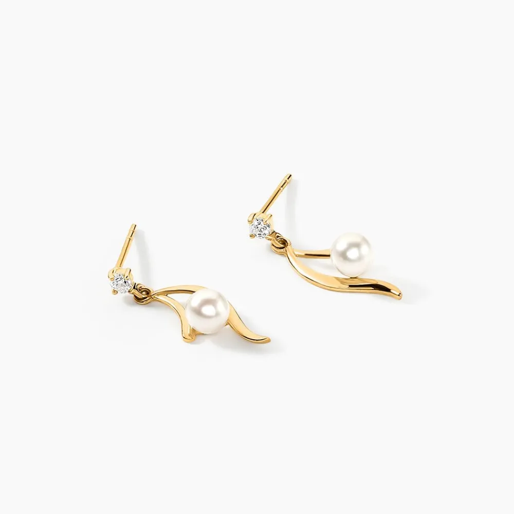 Marc Orian Pendantes|Parures De Mariage > Boucles D'oreilles Pendantes Orientale Or Jaune Perle De Culture