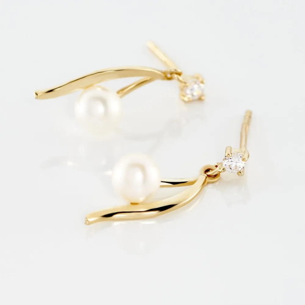 Marc Orian Pendantes|Parures De Mariage > Boucles D'oreilles Pendantes Orientale Or Jaune Perle De Culture