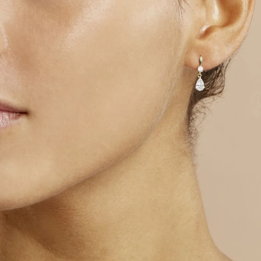 Marc Orian Pendantes|Bijoux Zirconium > Boucles D'oreilles Pendantes Ernst Goutte Or Jaune Oxyde De Zirconium