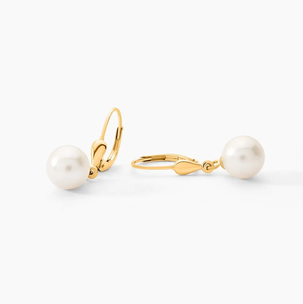 Boucles D'oreilles Pendantes Cecilius Or Jaune Perle De Culture